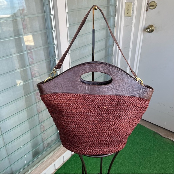 flora bella Bags Flora Bella Woven Straw Tote Large Bucket Bag